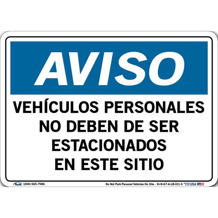 Vestil Vinyl Label Sign, 7-1/2" Height, 10-1/2" Width, Vinyl Label, Rectangle, Spanish SI-N-67-A-LB-011-S